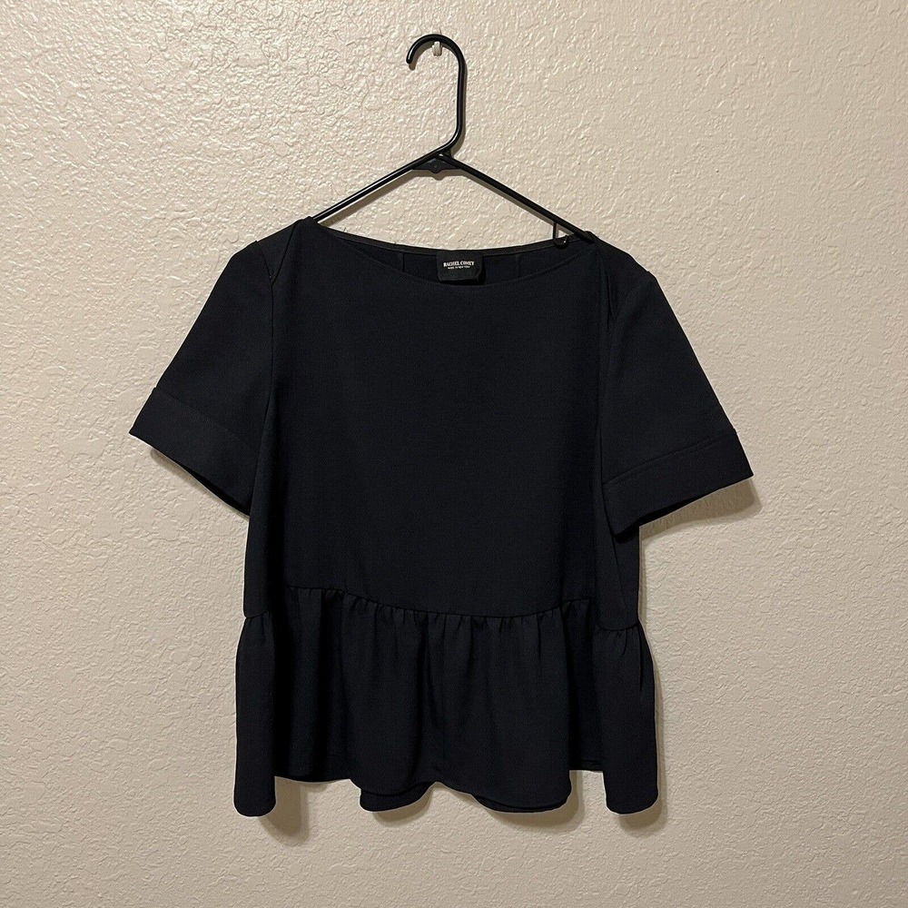 Rachel Comey Short Sleeve Black Peplum Top Size 8 Career